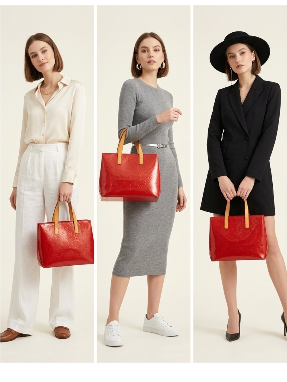 Louis Vuitton Red Tote with Yellow Handles